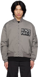 Kenzo Gray Kenzo Paris Elephant Bomber Jacket