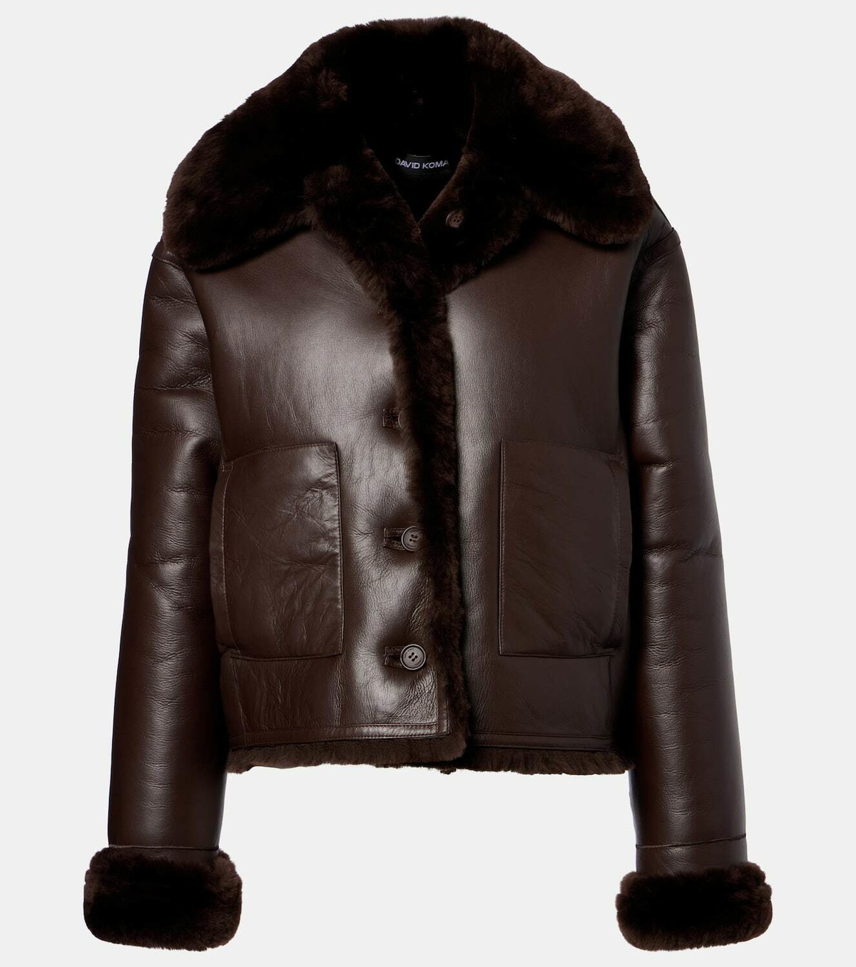 David Koma Reversible shearling and leather jacket