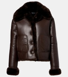David Koma Reversible shearling and leather jacket