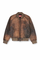 Diesel Bomber jacket in distressed leather - Leather jackets Womens in Brown