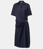 Loewe Pinstripe gathered wool wrap dress
