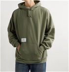 WTAPS - Academy Appliquéd Logo-Print Fleece-Back Cotton-Blend Jersey Hoodie - Green
