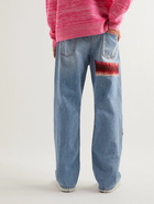 Marni - Straight-Leg Striped Mohair-Blend Panelled Jeans - Blue