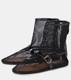 Alaïa Fishnet leather-trimmed ankle boots