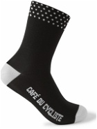Café du Cycliste - Logo-Embroidered Polka-Dot Jersey Socks - Black