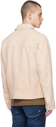 BOSS Beige Regular-Fit Suede Jacket