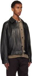 Solid Homme Black Minimal Leather Jacket