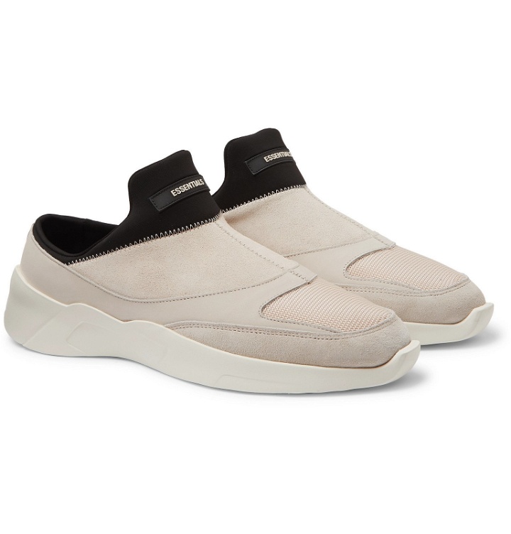 Photo: Fear Of God Essentials - Suede, Leather and Neoprene Backless Sneakers - Neutrals