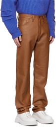 ALTU Tan Paneled Leather Trousers