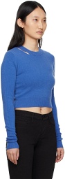 Frame Blue Cut-Out Crew Sweater