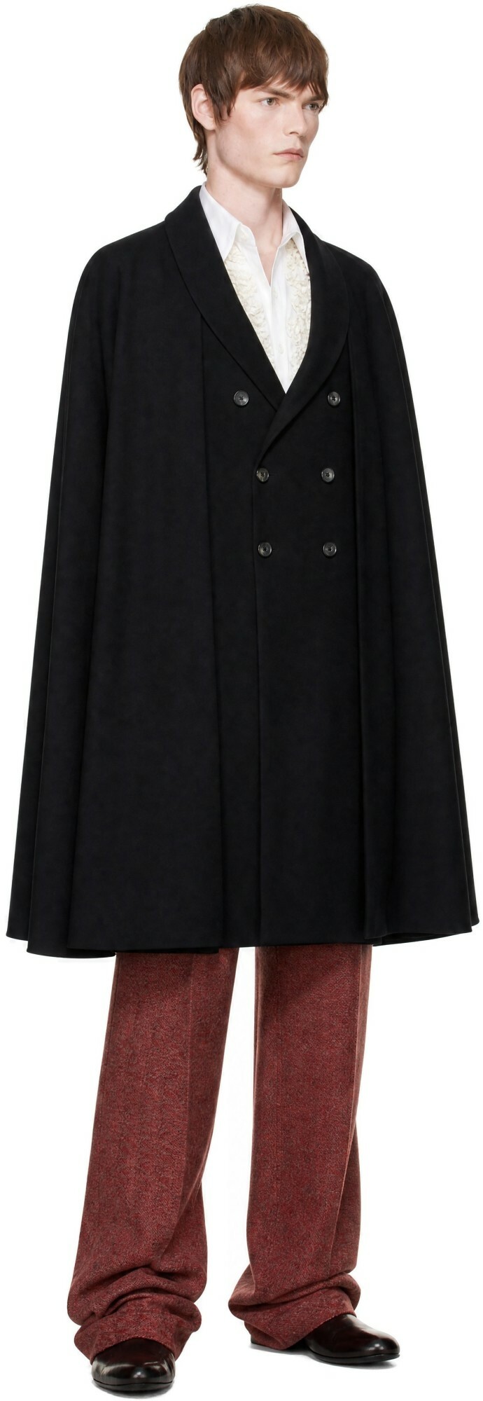 Dries Van Noten Black Wool Twill Coat