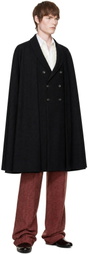 Dries Van Noten Black Wool Twill Coat