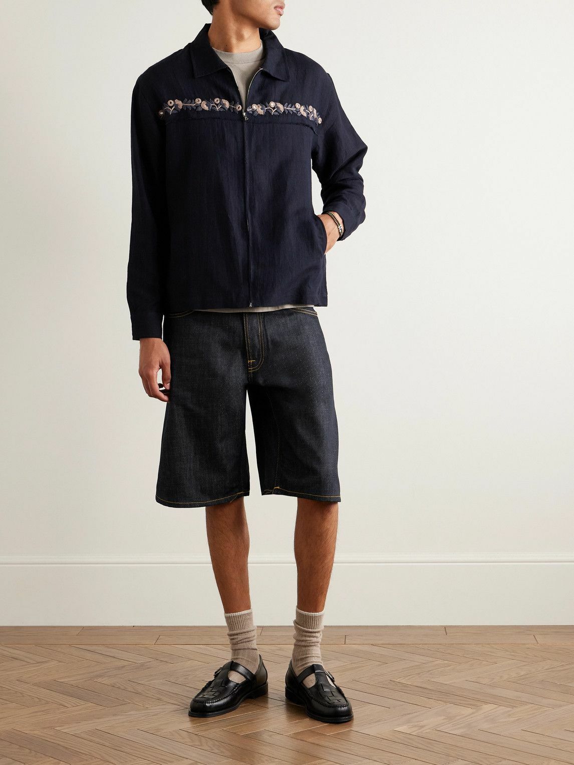 Nudie Jeans - Zeb Wide-Leg Organic Denim Shorts - Blue
