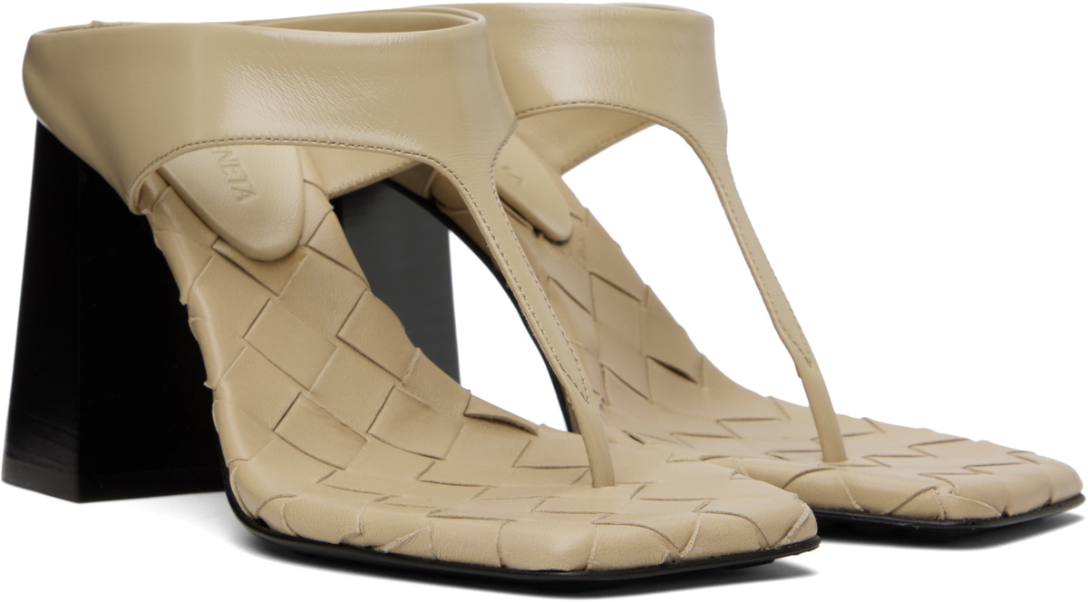 Bottega Veneta Beige Marella Thong Heeled Sandals