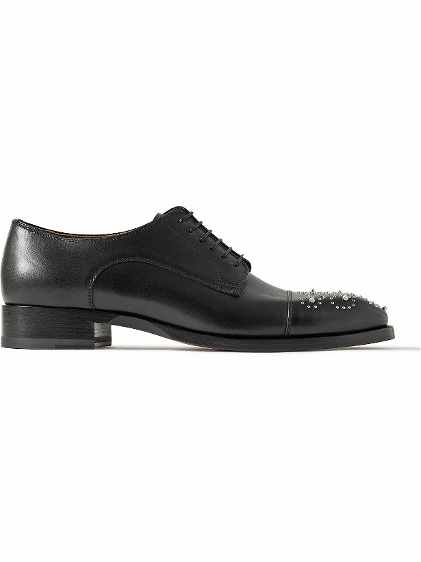 Photo: Christian Louboutin - Maltese Studded Leather Derby Shoes - Black