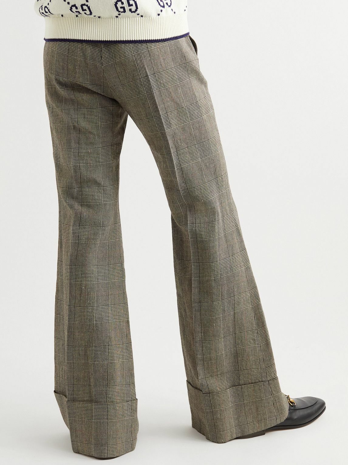 パンツ GUCCI PRINCE OF WALES WOOL LINEN BLEND PANTS Gucci Prince of Wales wool linen pants - ShopStyle