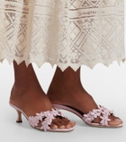 Manolo Blahnik Anista floral-appliqué leather mules
