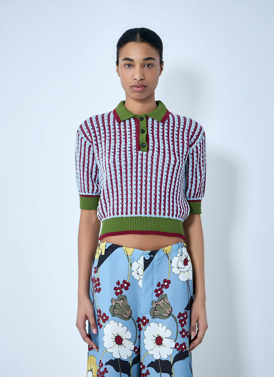 Marni Textured Knit Polo Sweater