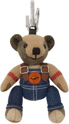 Burberry Beige Thomas Bear In Denim Keychain