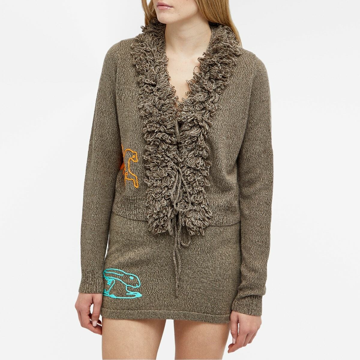 Brain Dead Women's Marled Embroidered Cardigan in Clay