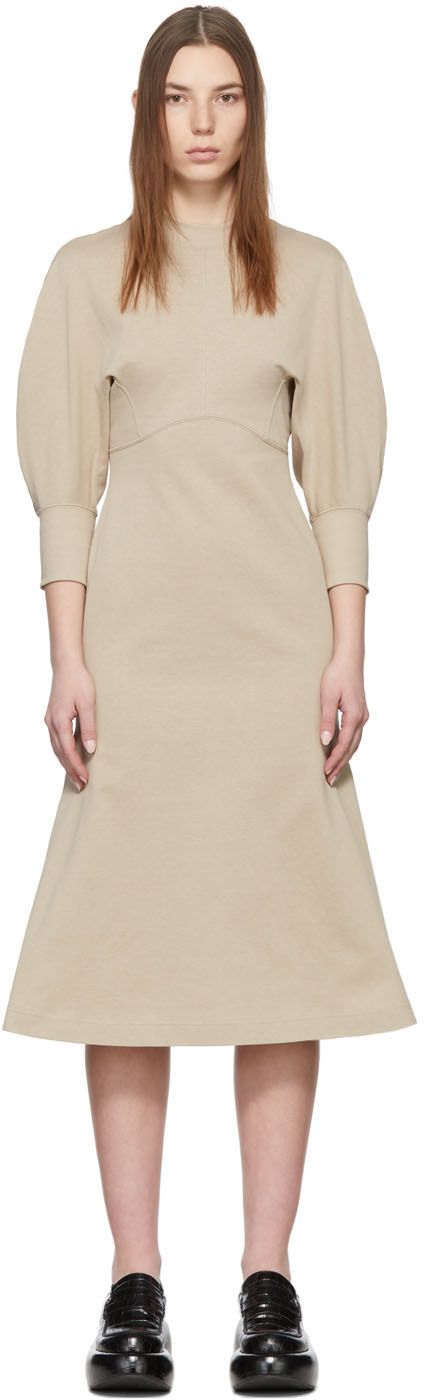 Mame Kurogouchi Beige Cotton Classic Dress Mame Kurogouchi