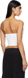 Mônot White V-Neck Corset Top