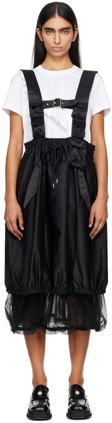 knee length dresses for ladies Rayon Pinafore -Black main image 1
