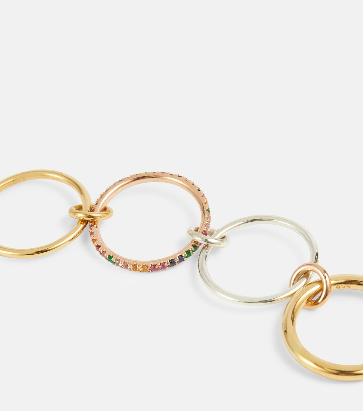 Spinelli Kilcollin - Nimbus 18kt gold linked rings with sapphires and emeralds