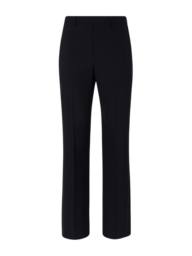 Photo: Valentino Garavani - Straight-Leg Pleated Grain de Poudre Wool Trousers - Black