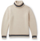 Kingsman - Slim-Fit Striped-Trimmed Wool and Cashmere-Blend Rollneck Sweater - Neutrals