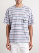 KAPITAL - Logo-Appliquéd Striped Cotton-Jersey T-Shirt - Blue