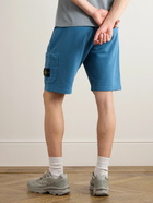 Stone Island - Straight-Leg Logo-Appliquéd Cotton-Jersey Drawstring Shorts - Blue