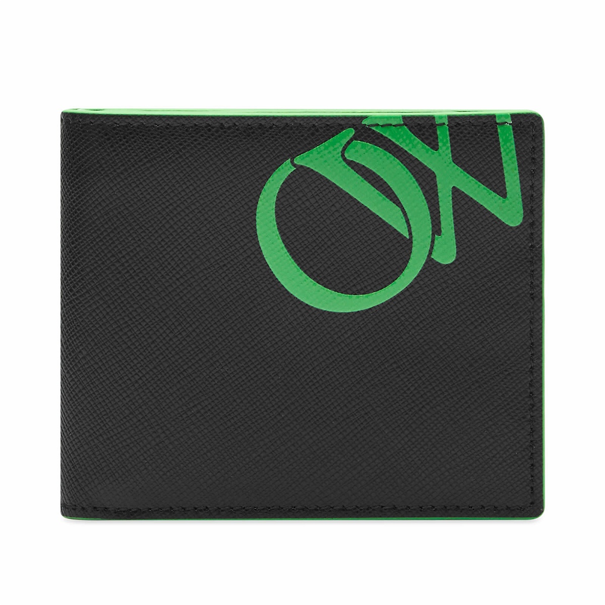 Photo: Off-White Men's Logo Billfold Wallet in Black/Green
