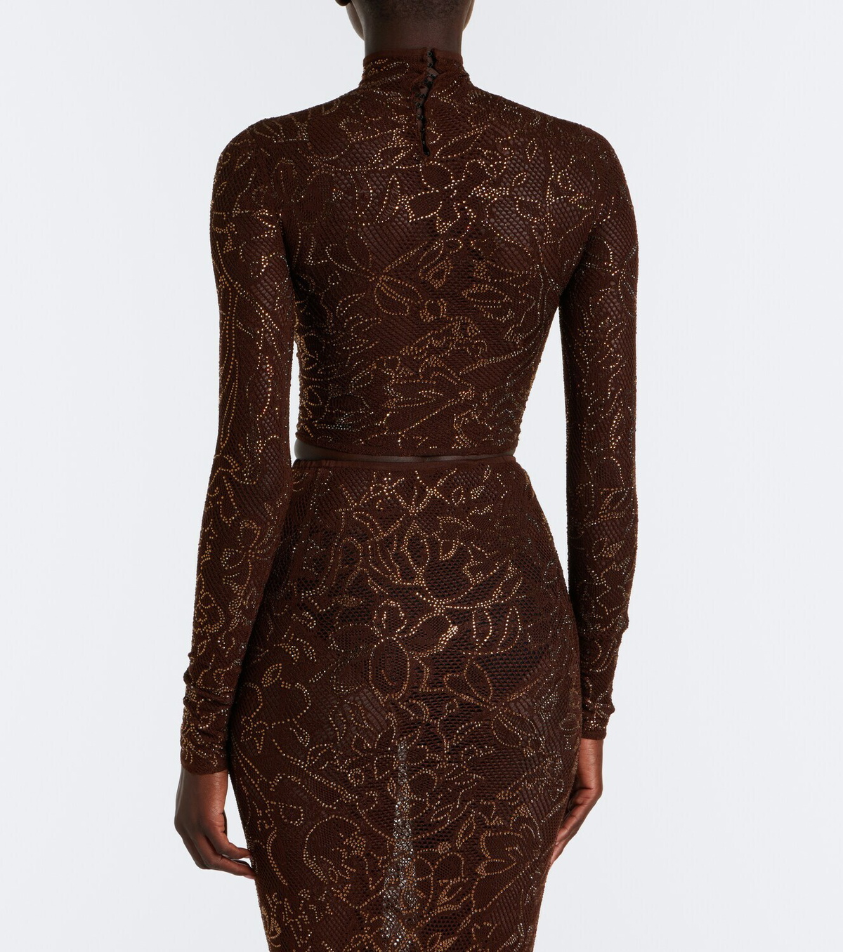 Gucci Cropped silk-blend lace turtleneck top