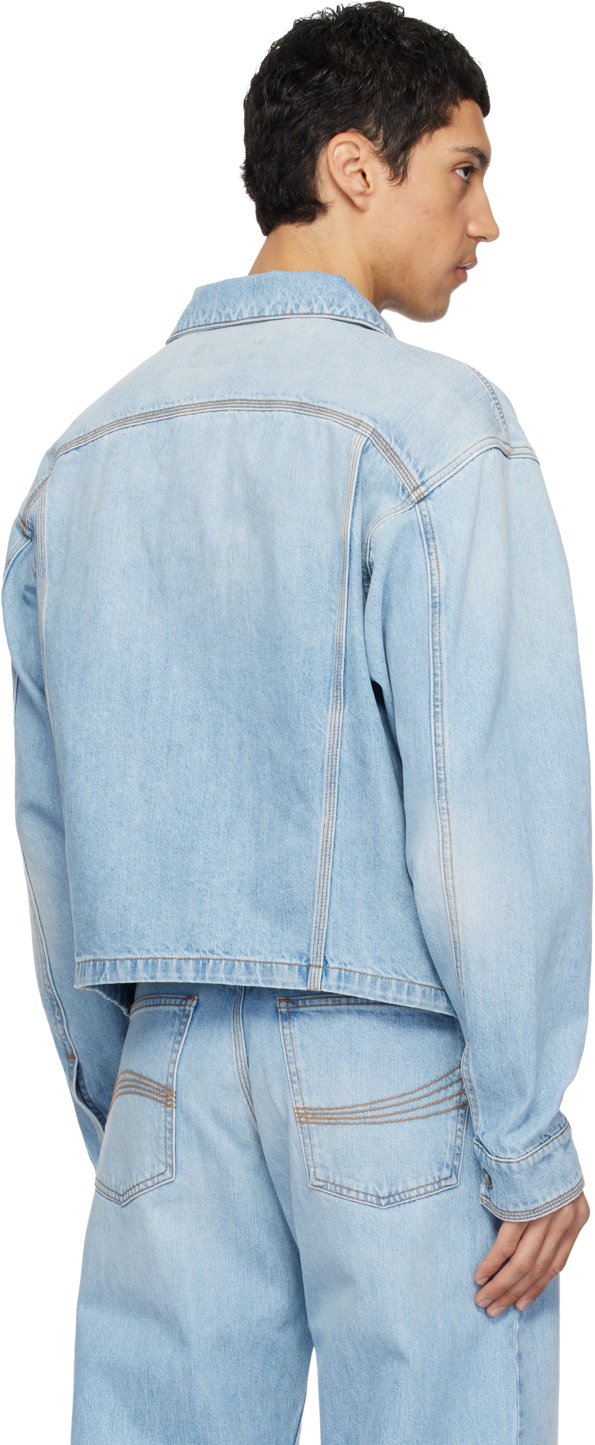 ERL Blue Woven Denim Jacket
