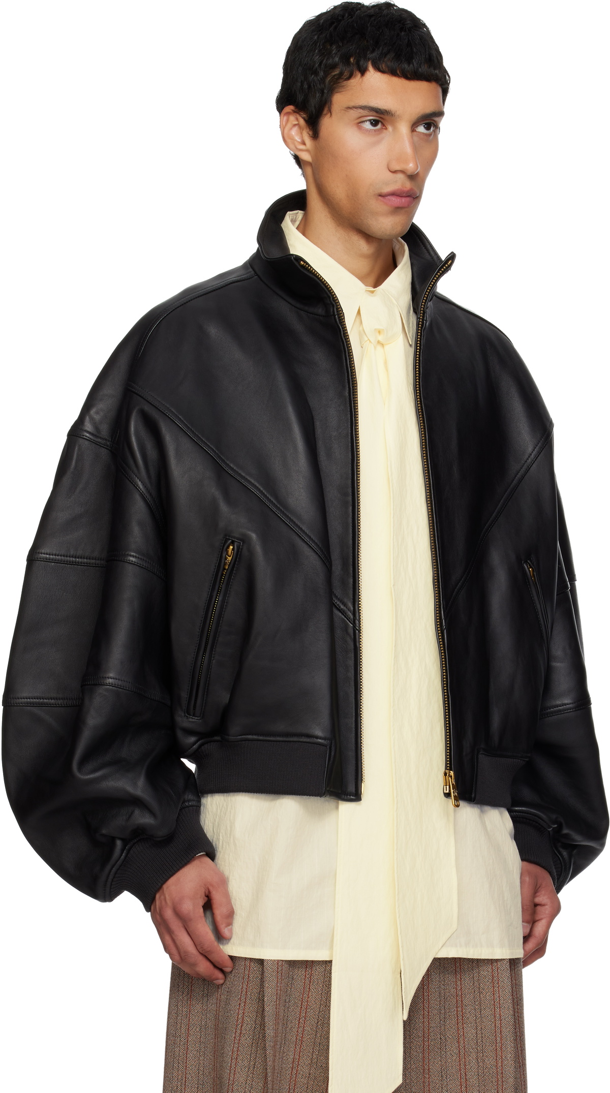 WILLY CHAVARRIA Black Ruff Rider Leather Jacket