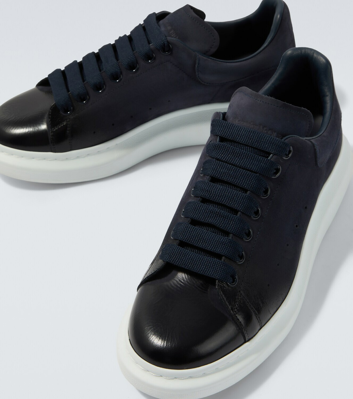 McQueen Oversized suede-trimmed leather sneakers