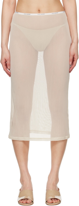 Photo: Silk Laundry Beige Mesh Midi Skirt