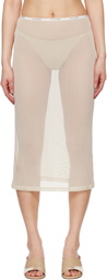 Silk Laundry Beige Mesh Midi Skirt
