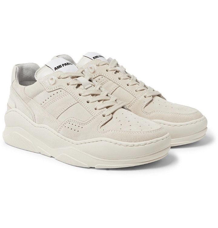Photo: AMI - Leather-Trimmed Suede Sneakers - Men - Cream