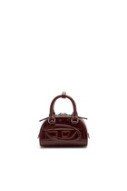 Diesel 1DR Dome-Mini bowling bag in croc-effect leather - Crossbody Bags Womens in Brown