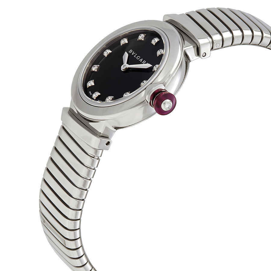 Bvlgari LVCEA Tubogas Quartz Diamond Black Dial Ladies Watch 102951