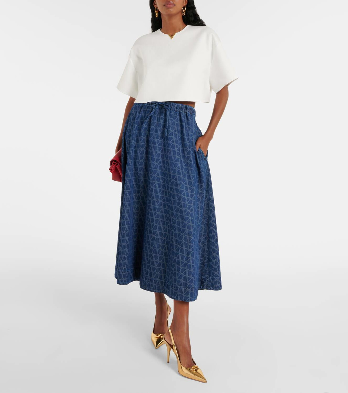 【関税込み】Valentino Toile Iconographe skirt Valentino Toile Iconographe denim midi skirt Valentino