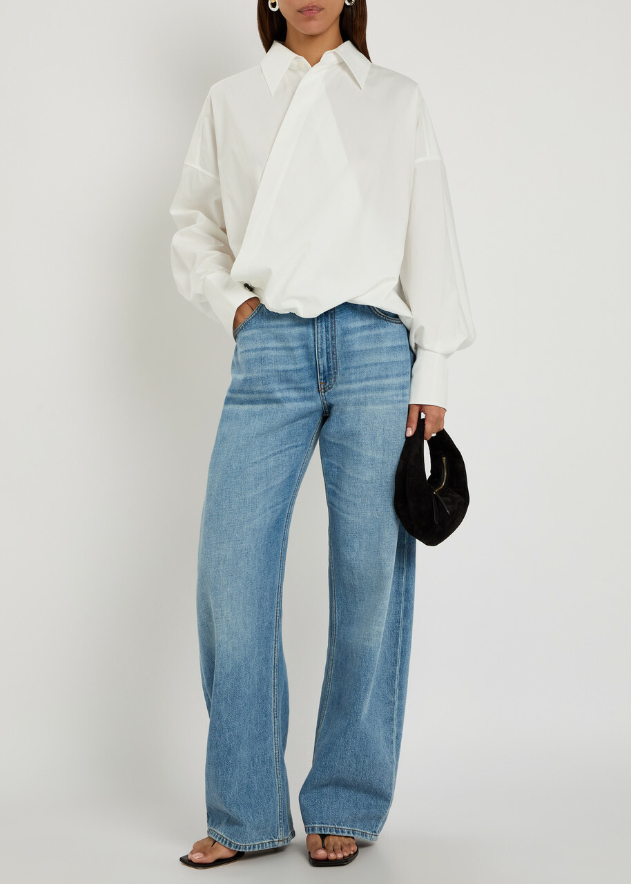 Petar Petrov Wrap-effect Cotton-poplin Shirt White