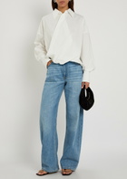 Petar Petrov Wrap-effect Cotton-poplin Shirt White