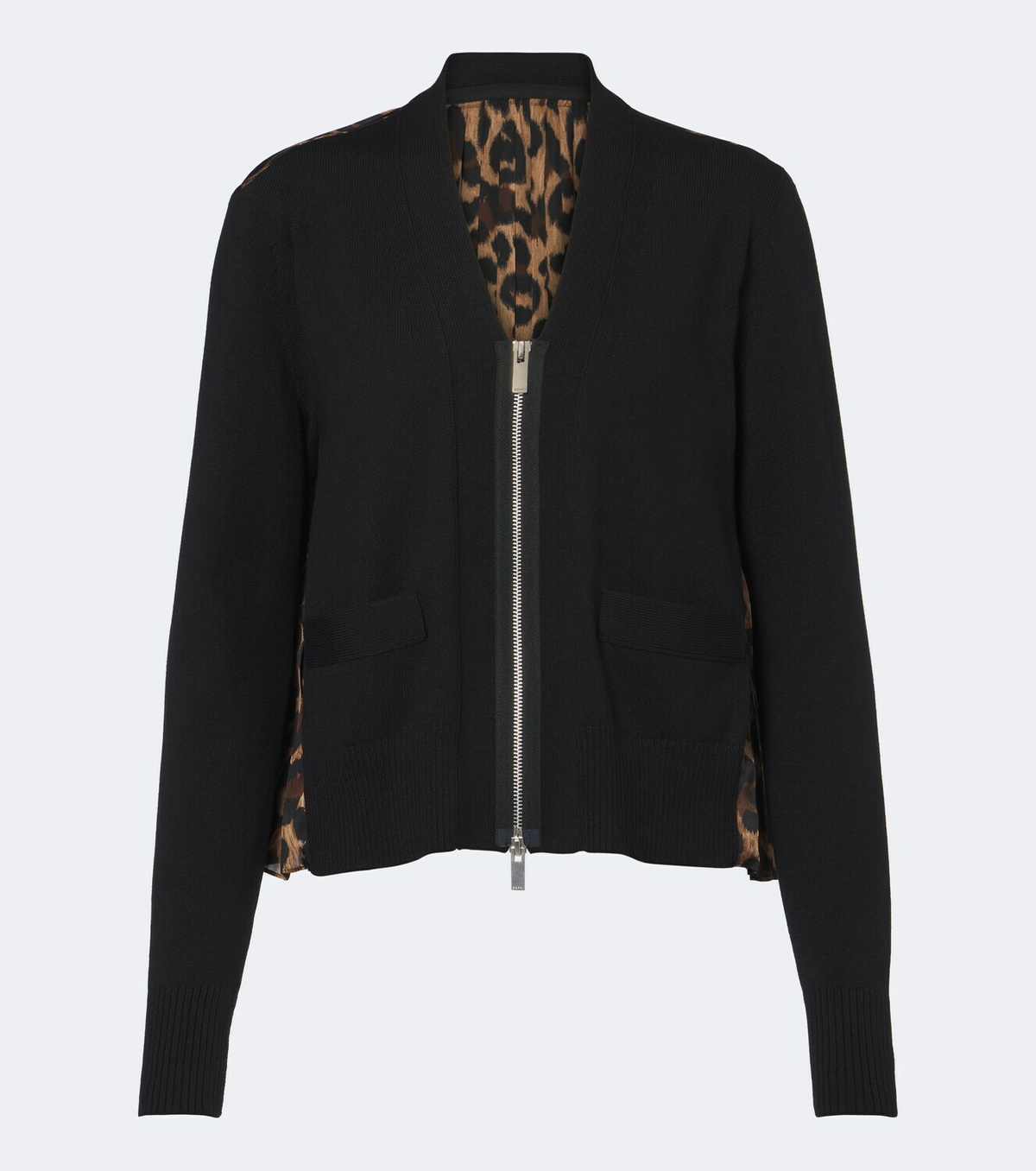 Sacai Paneled leopard-print cotton-blend cardigan
