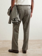 Mr P. - Straight-Leg Pleated Linen and Wool-Blend Suit Trousers - Green