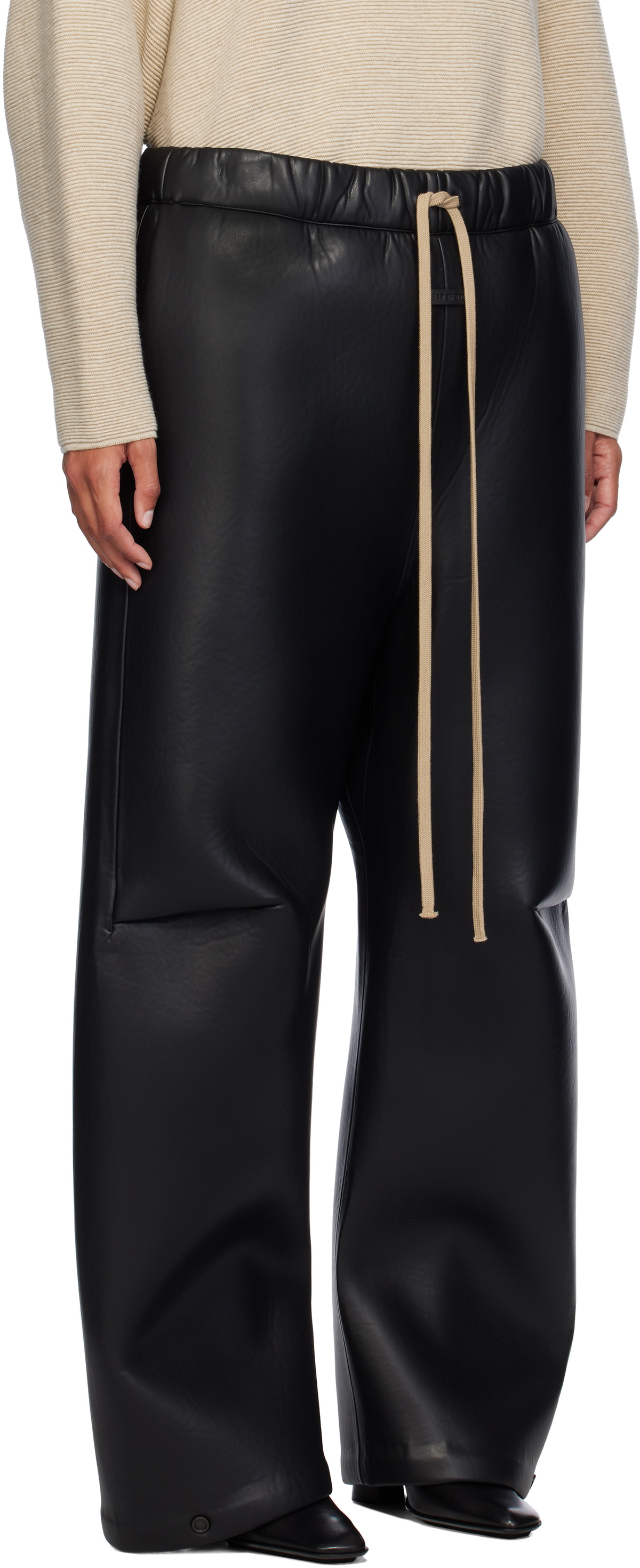 Fear of God Black Neoprene Knee Pleat Wide Leg Faux-Leather