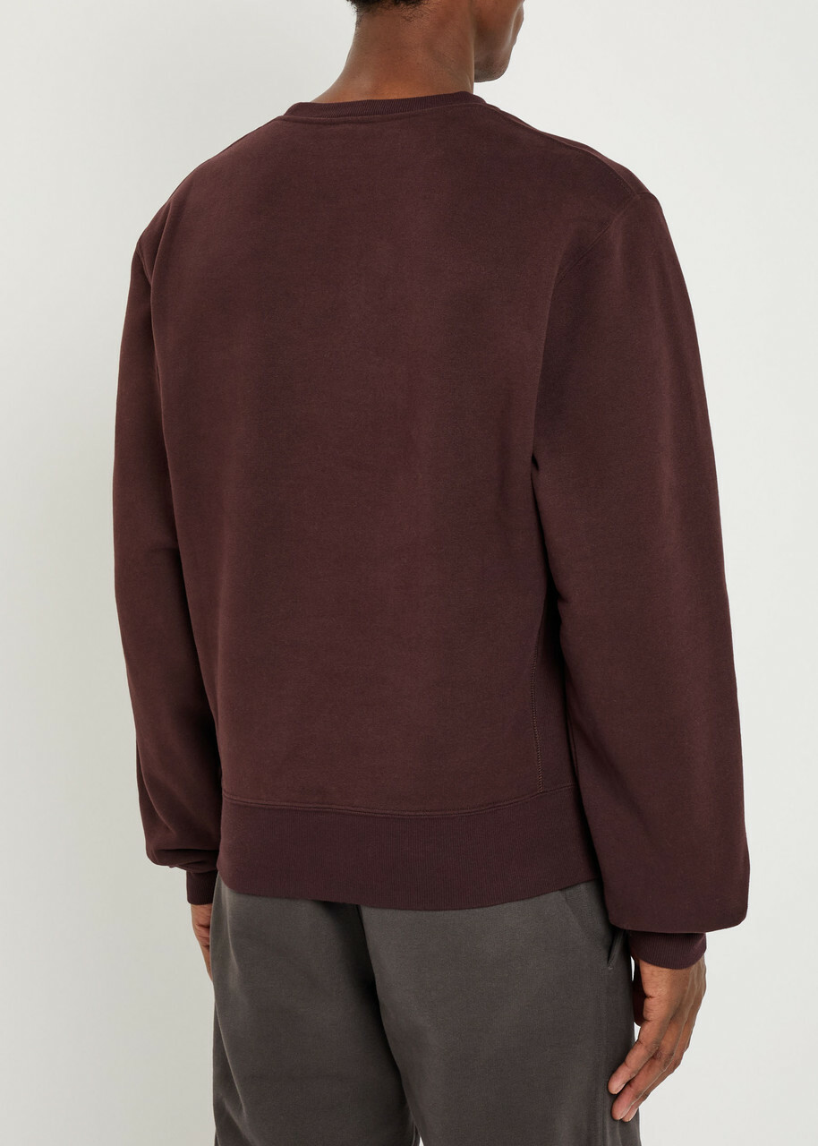 Saint Laurent Logo-embroidered Cotton Sweatshirt Brown