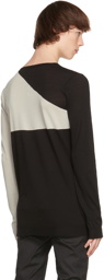 Rick Owens Black & Beige Wool & Cotton V-Neck Sweater